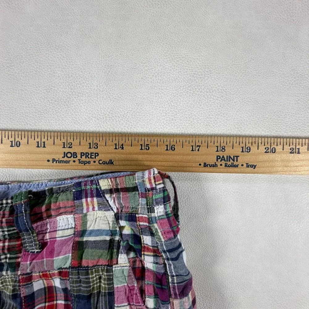 J. Crew Mens Size 31 Patchwork Madras Plaid Field Shorts Pink Green Cotton